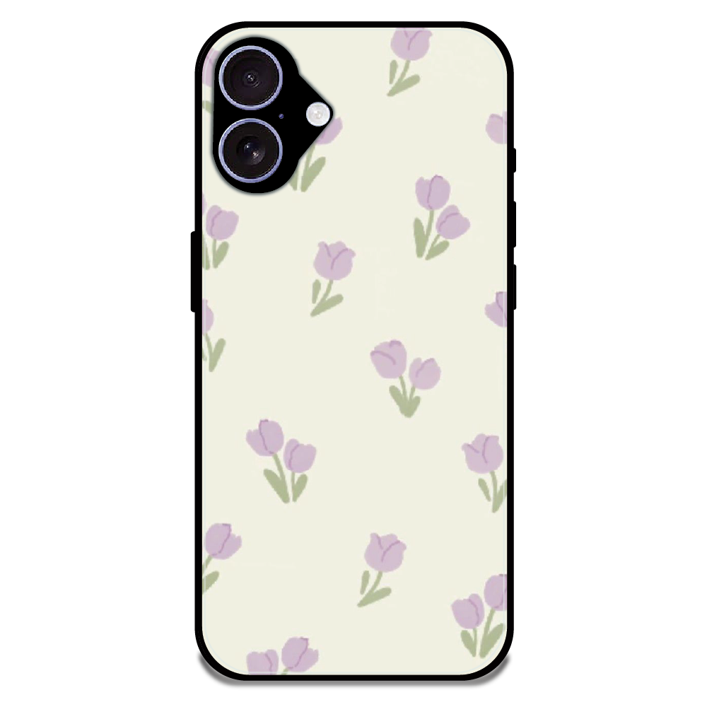 Minimal Tulip Pattern - Glossy Metal Silicone Case For Apple iPhone 17