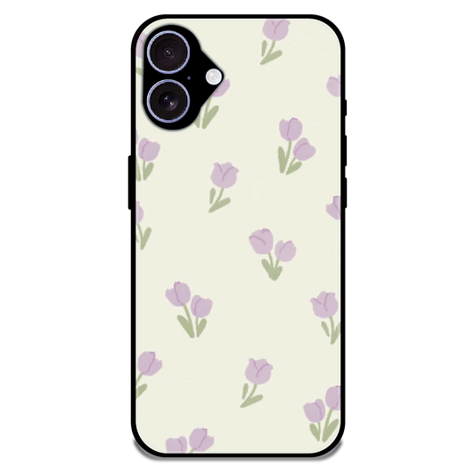Minimal Tulip Pattern - Glossy Metal Silicone Case For Apple iPhone 17
