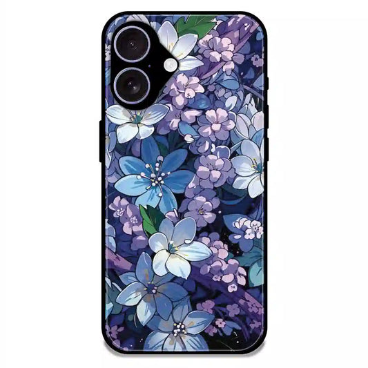 Midnight Blue Floral Garden - Glossy Metal Silicone Case For Apple iPhone 17