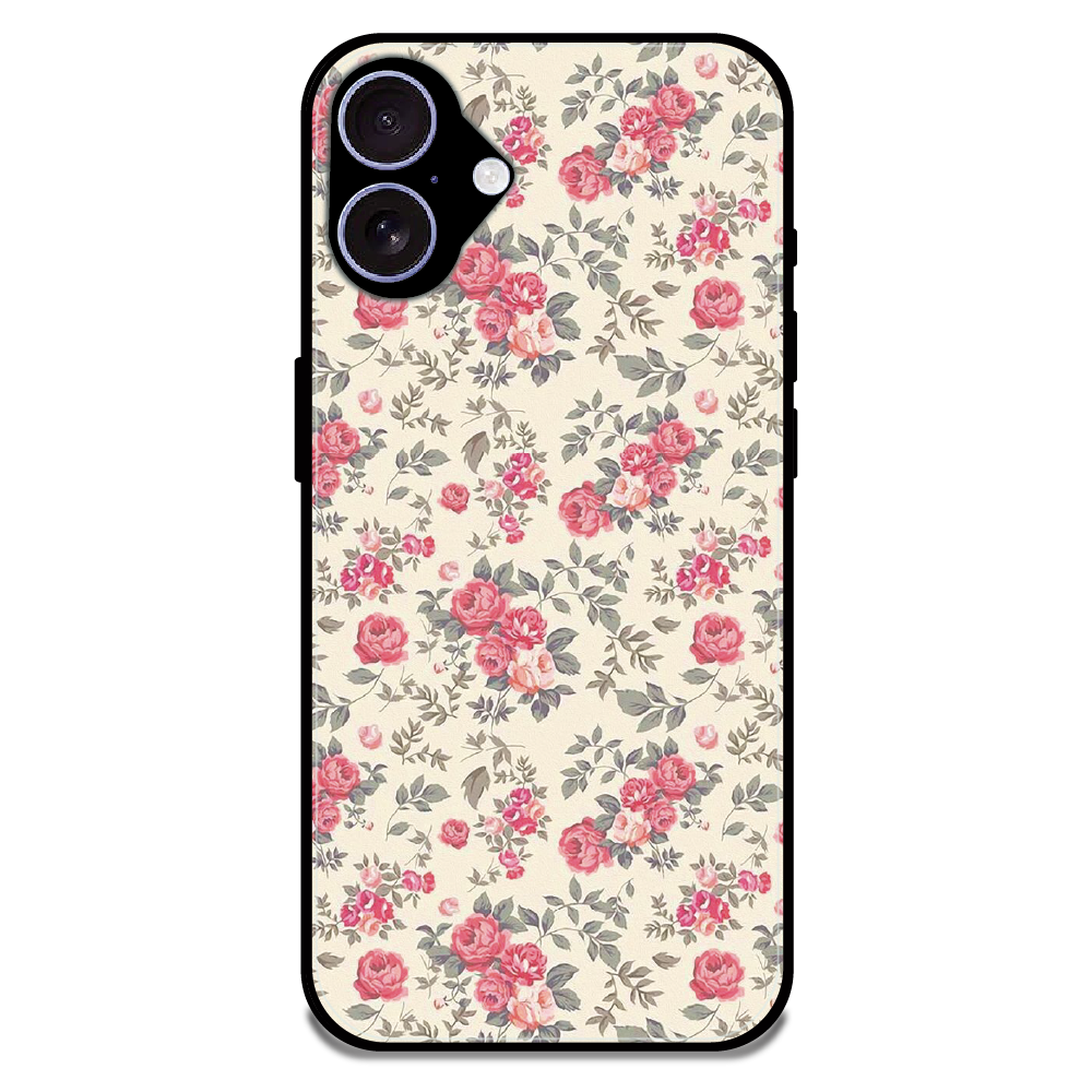 Vintage Rose Meadow - Glossy Metal Silicone Case For Apple iPhone 17