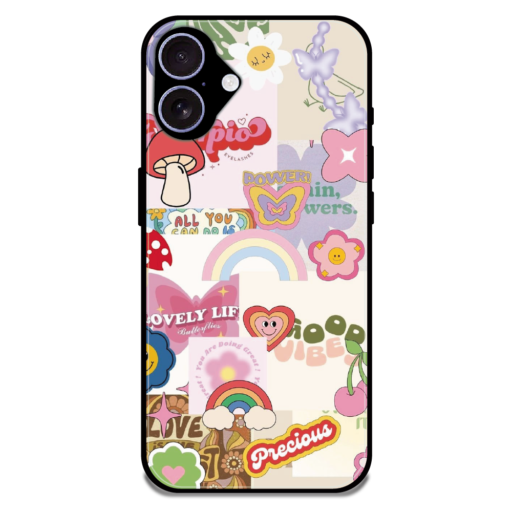 Kawaii Sticker Pop - Glossy Metal Silicone Case For Apple iPhone 17