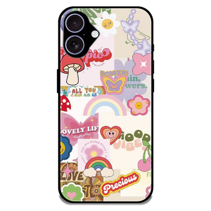 Kawaii Sticker Pop - Glossy Metal Silicone Case For Apple iPhone 17