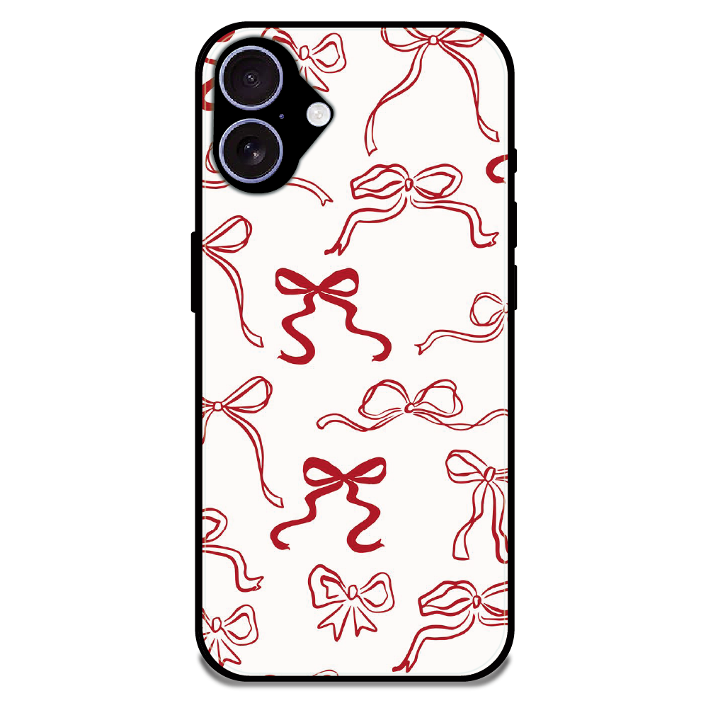 Cherry Bow Minimal - Glossy Metal Silicone Case For Apple iPhone 17