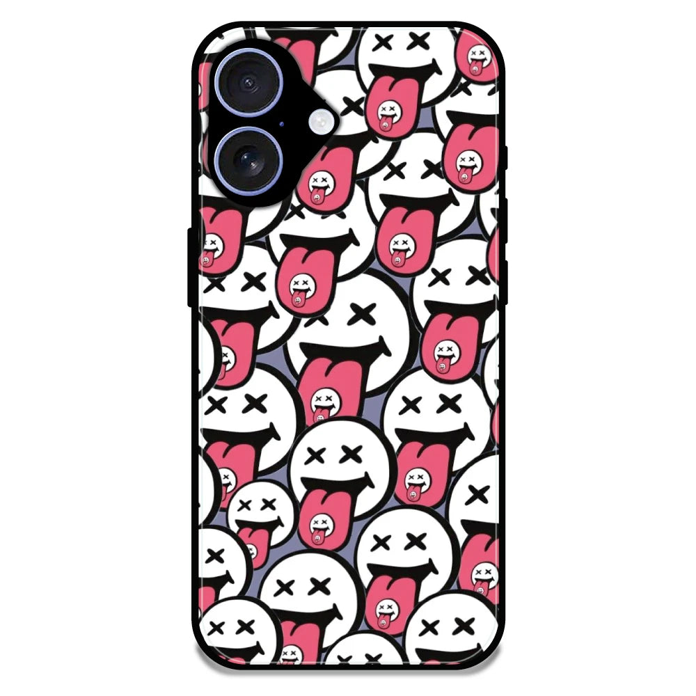 Funny Cartoon Faces - Glossy Metal Silicone Case For Apple iPhone 17