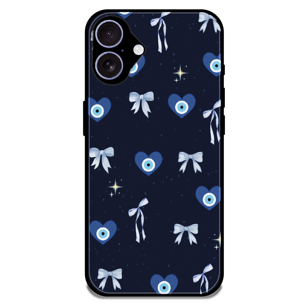 Evil Eye Bow Midnight - Glossy Metal Silicone Case For Apple iPhone 17