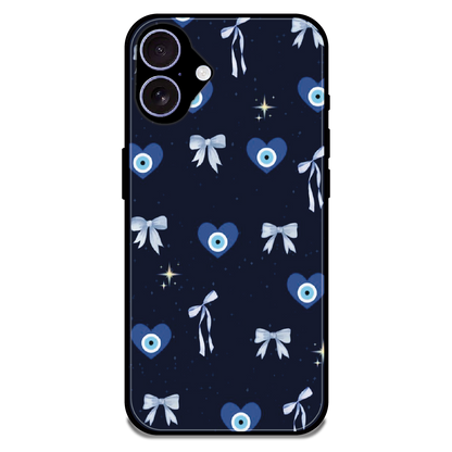 Evil Eye Bow Midnight - Glossy Metal Silicone Case For Apple iPhone 17
