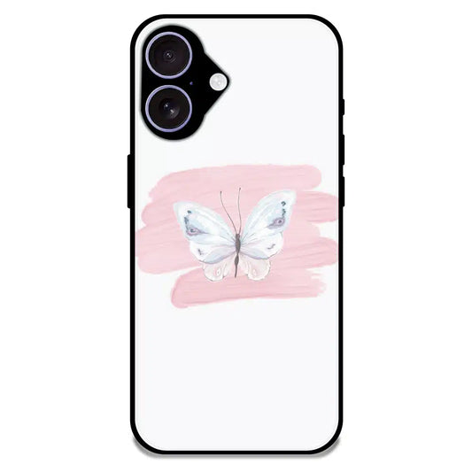 Minimal Butterfly Blush Art - Glossy Metal Silicone Case For Apple iPhone 17