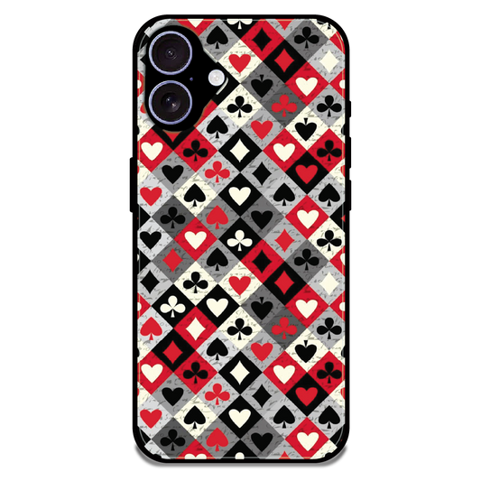 Classic Card Symbols - Glossy Metal Silicone Case For Apple iPhone 17