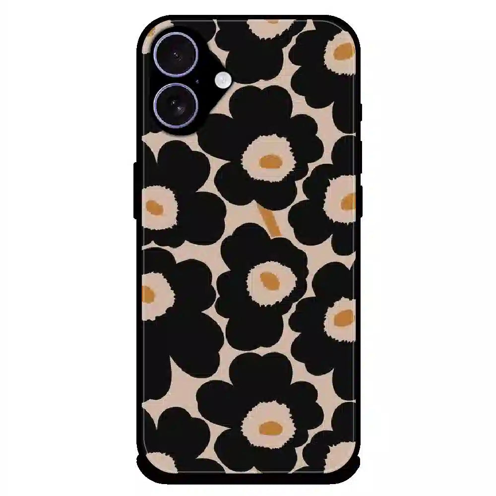 Bold Black Daisy Bloom - Glossy Metal Silicone Case For Apple iPhone 17