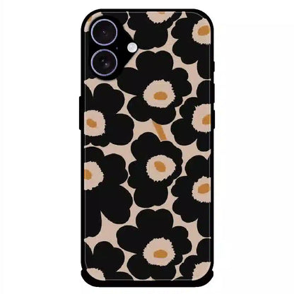 Bold Black Daisy Bloom - Glossy Metal Silicone Case For Apple iPhone 17