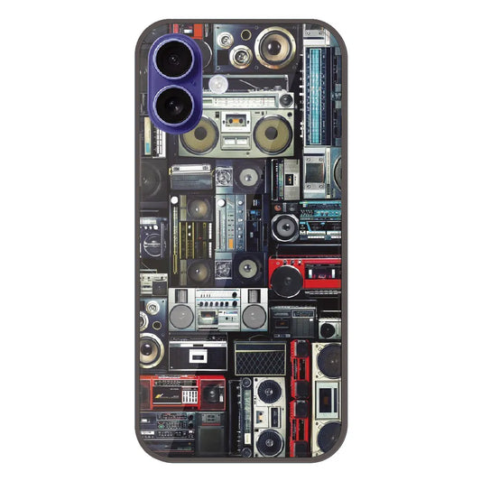 Retro Boombox Music Pattern - Printed Silicone Case For Apple iPhone 17