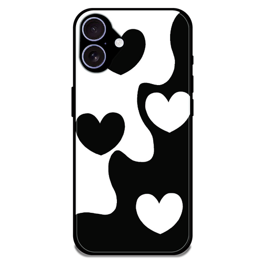 Monochrome Heart Flow - Glossy Metal Silicone Case For Apple iPhone 17