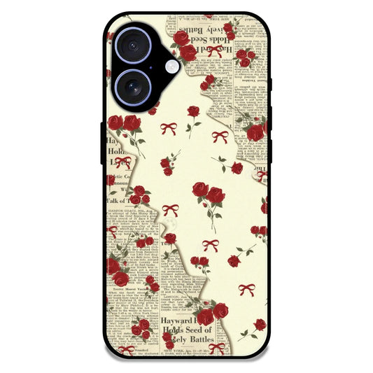Floral Newspaper Aesthetic - Glossy Metal Silicone Case For Apple iPhone 17