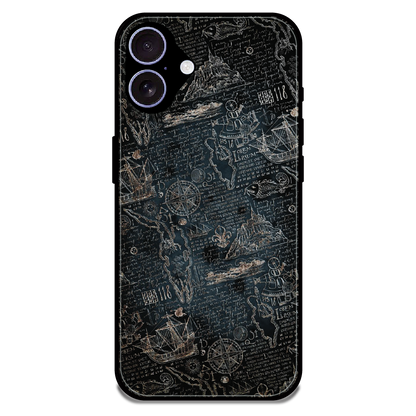 Vintage Explorer Map - Glossy Metal Silicone Case For Apple iPhone 17