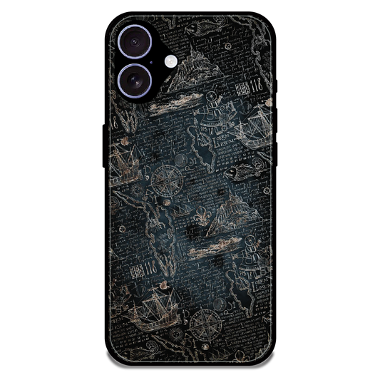 Vintage Explorer Map - Glossy Metal Silicone Case For Apple iPhone 17