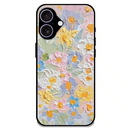 Pastel Floral Oil Paint - Glossy Metal Silicone Case For Apple iPhone 17