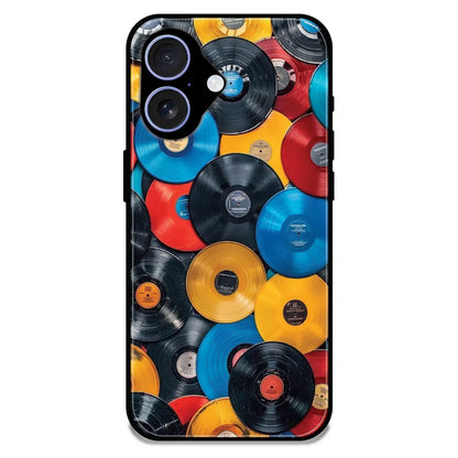 Retro Vinyl Record Pattern - Glossy Metal Silicone Case For Apple iPhone 17