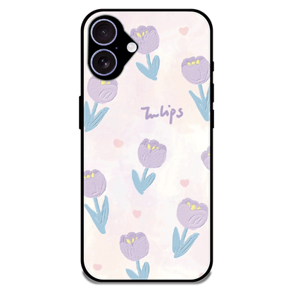 Pastel Tulip Floral - Glossy Metal Silicone Case For Apple iPhone 17