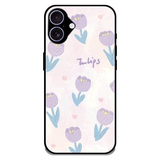 Pastel Tulip Floral - Glossy Metal Silicone Case For Apple iPhone 17