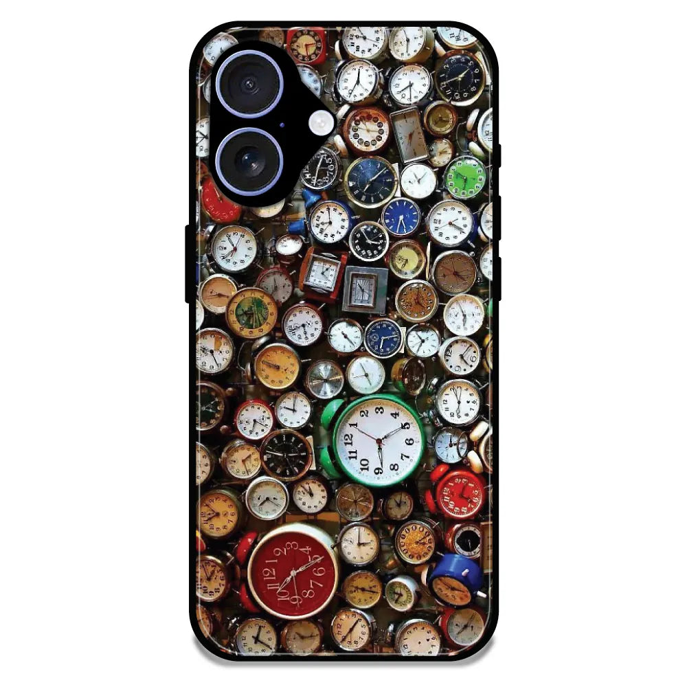 Retro Timepiece Pattern - Glossy Metal Silicone Case For Apple iPhone 17
