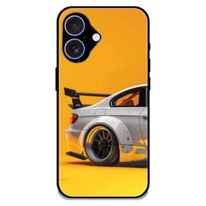 Sport Car Yellow Background - Glossy Metal Silicone Case For Apple iPhone 17