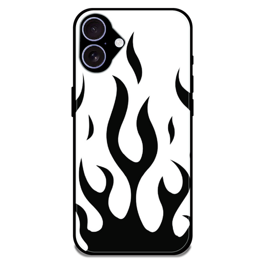 Monochrome Flame Art - Glossy Metal Silicone Case For Apple iPhone 17