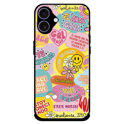 Colorful Amor Positivity Collage - Glossy Metal Silicone Case For Apple iPhone 17