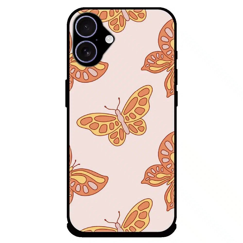Soft Peach Butterfly Pattern - Glossy Metal Silicone Case For Apple iPhone 17