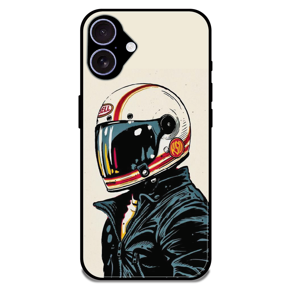 Retro Racer Helmet - Glossy Metal Silicone Case For Apple iPhone 17