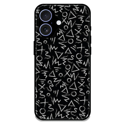 Geometric Black & White Pattern - Glossy Metal Silicone Case For Apple iPhone 17