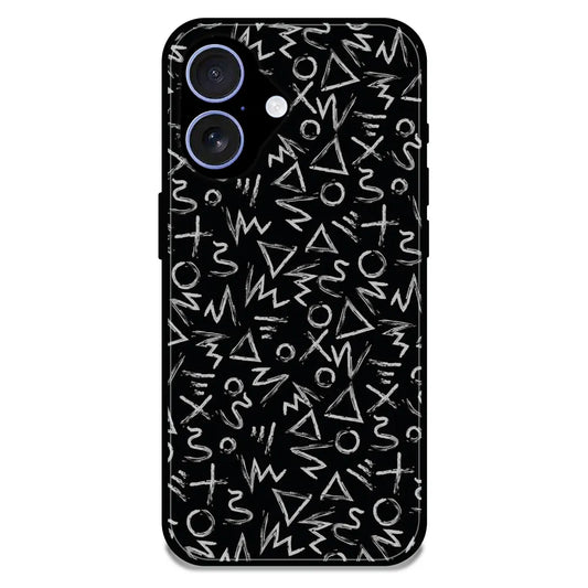 Geometric Black & White Pattern - Glossy Metal Silicone Case For Apple iPhone 17