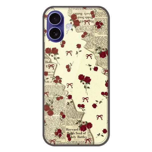 Floral Newspaper Aesthetic - Printed Silicone Case For Apple iPhone 17