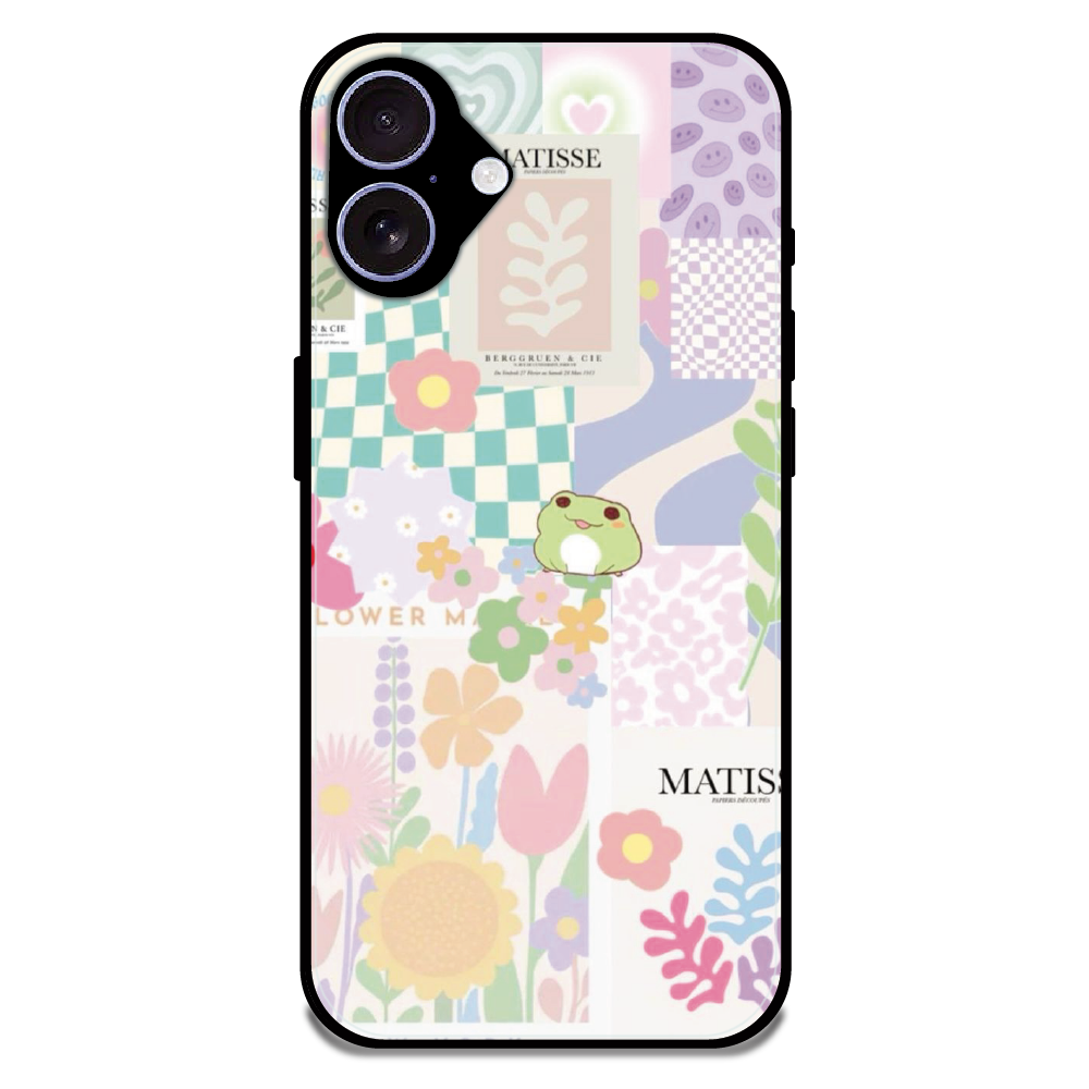 Cute Pastel Floral Collage Art - Glossy Metal Silicone Case For Apple iPhone 17