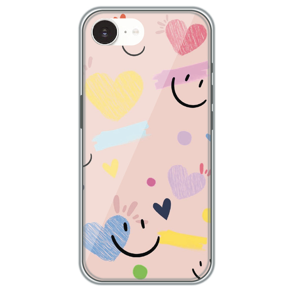 Happy Hearts Doodle - Printed Silicone Case for Apple iPhone 17e