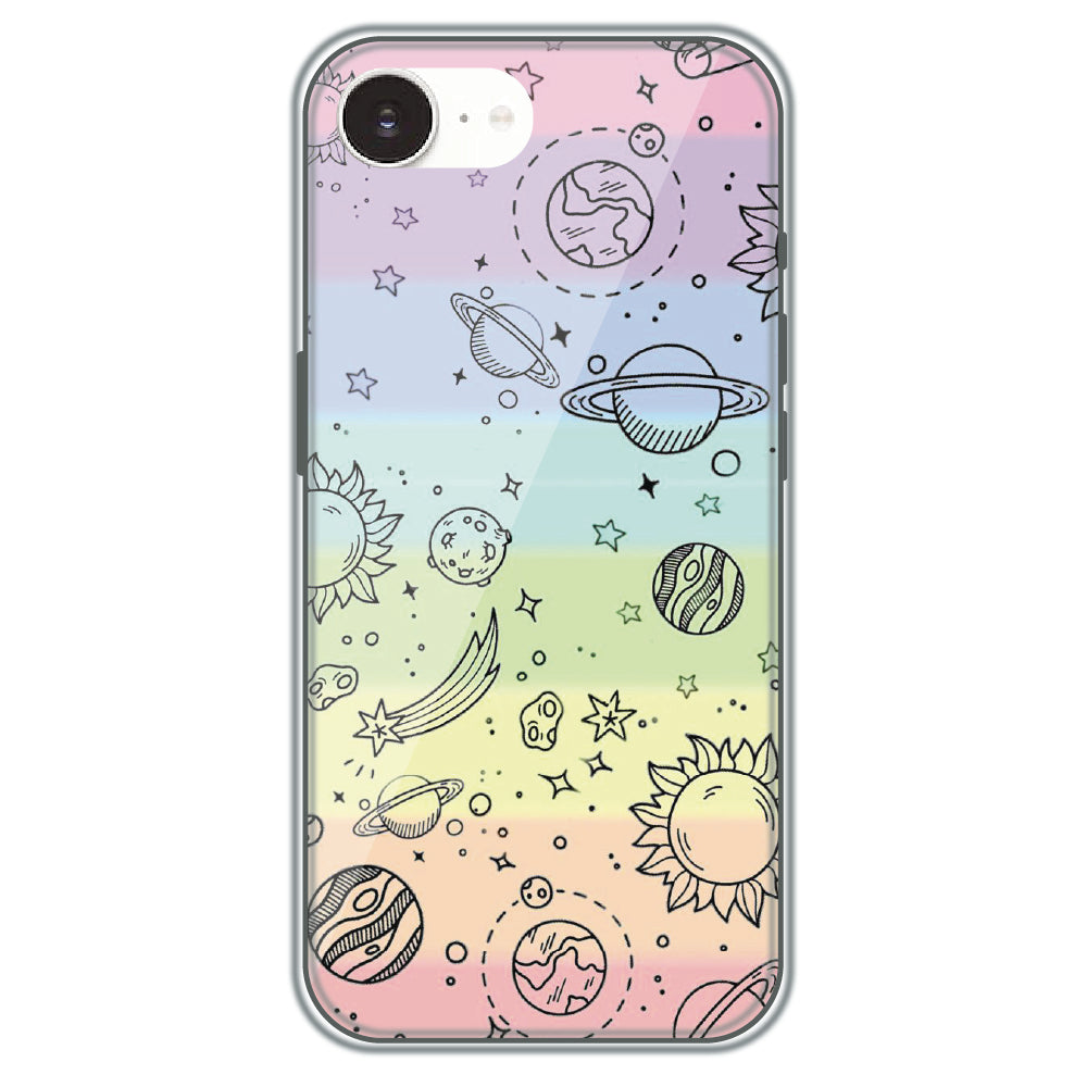 Pastel Galaxy Doodle - Printed Silicone Case for Apple iPhone 17e