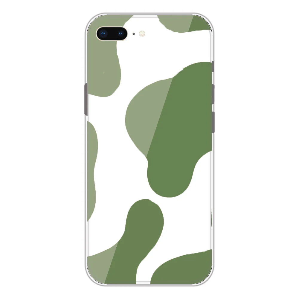 Olive Green Cow Print - Clear Printed Silicone Case For Apple iPhone Models- Apple iPhone 6 Plus