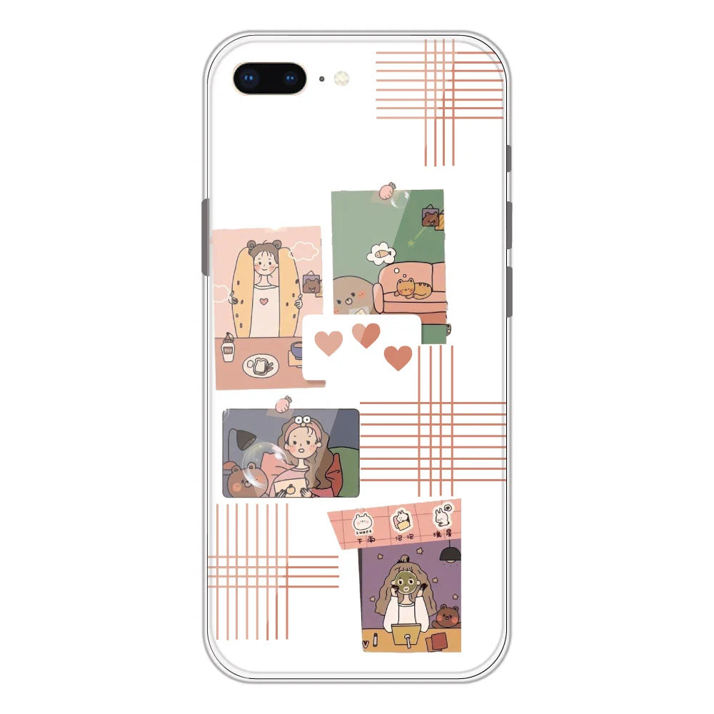 Cute Girl Collage - Clear Printed Silicone Case For Apple iPhone Models -Apple iPhone 7 Plus