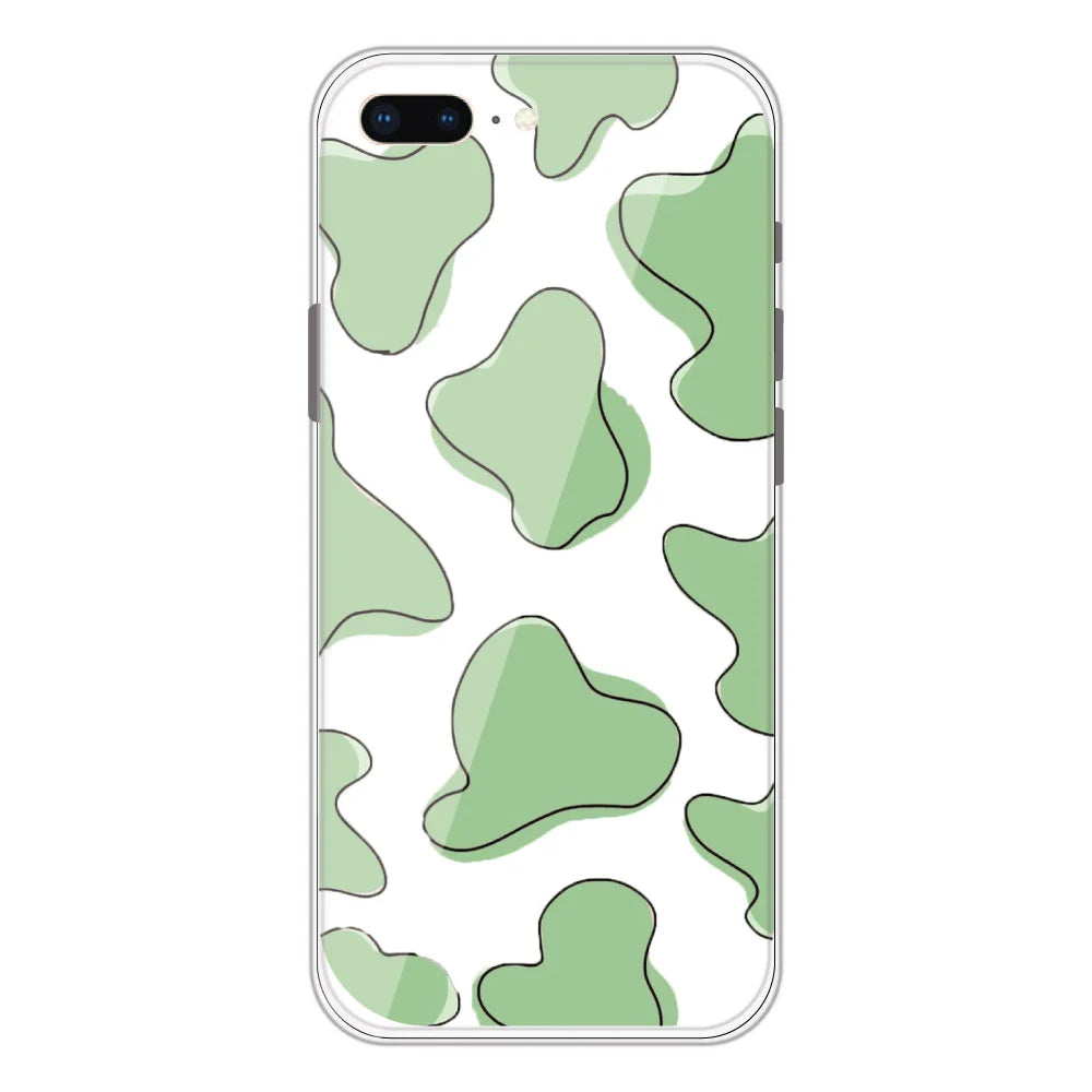 Green Cow Print - Clear Printed Silicone Case For Apple iPhone Models- Apple iPhone 6S Plus
