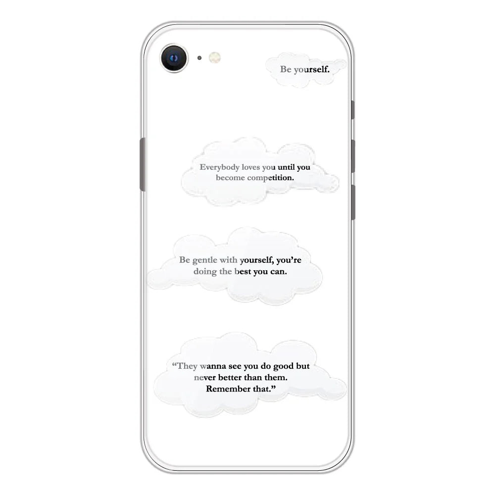 Quotes And Clouds - Clear Printed Silicone Case For Apple iPhone Models- Apple iPhone SE 2022