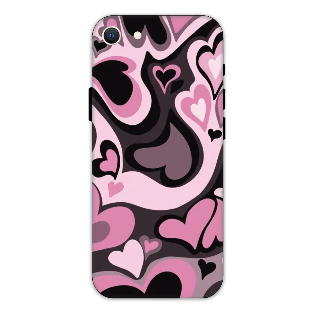 Pink & Black Mini Hearts Hard Case Apple iPhone 7 Models