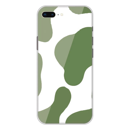 Olive Green Cow Print - Clear Printed Silicone Case For Apple iPhone Models- Apple iPhone 8 Plus