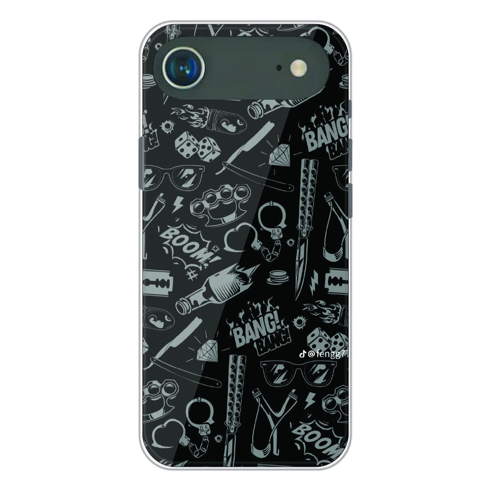 Black Graphic Street Art - Printed Silicone Case For Apple iPhone Air