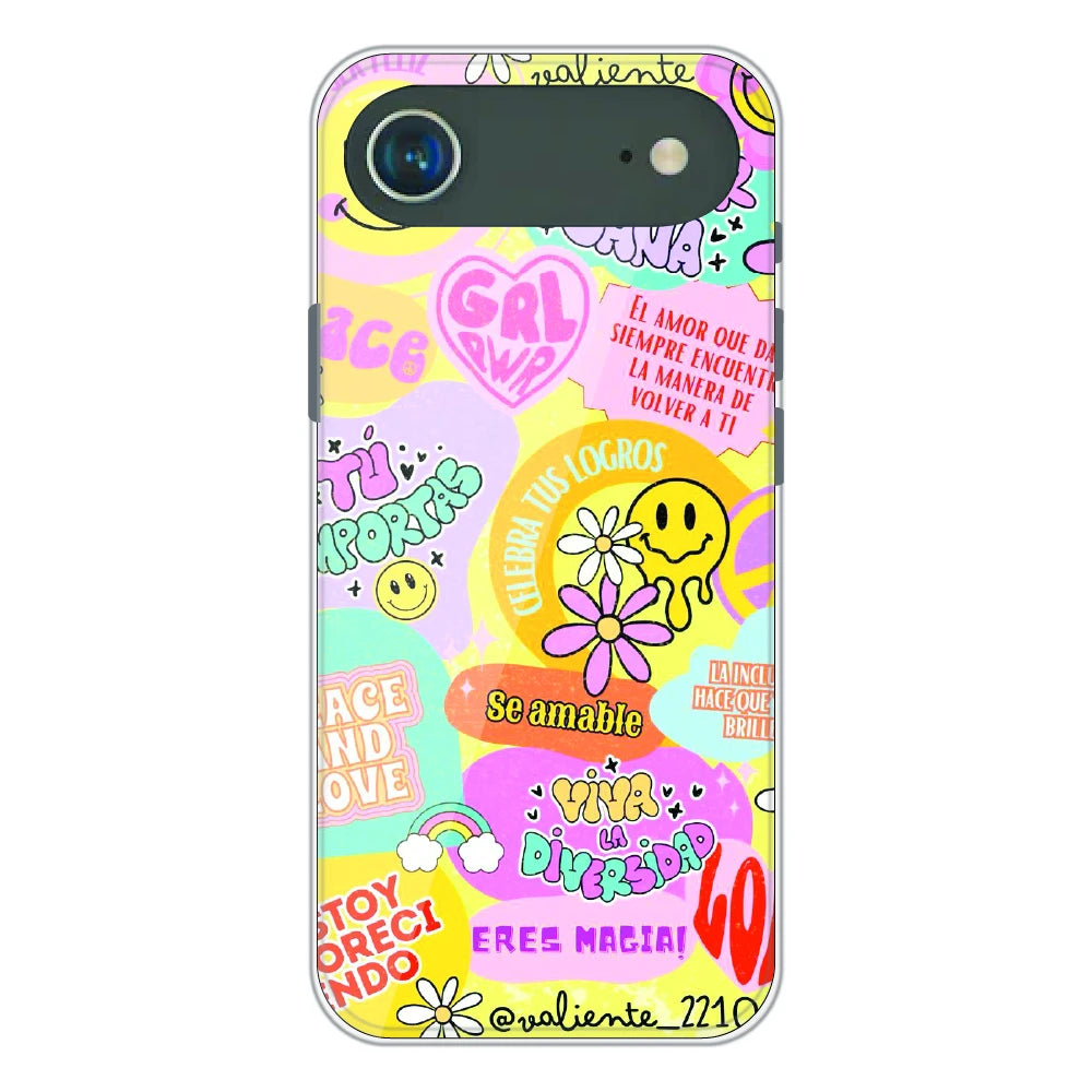 Colorful Amor Positivity Collage - Printed Silicone Case For Apple iPhone Air