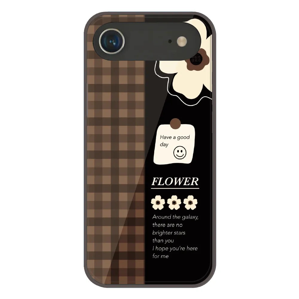 Brown Checkered Flower Quote - Printed Silicone Case For Apple iPhone Air