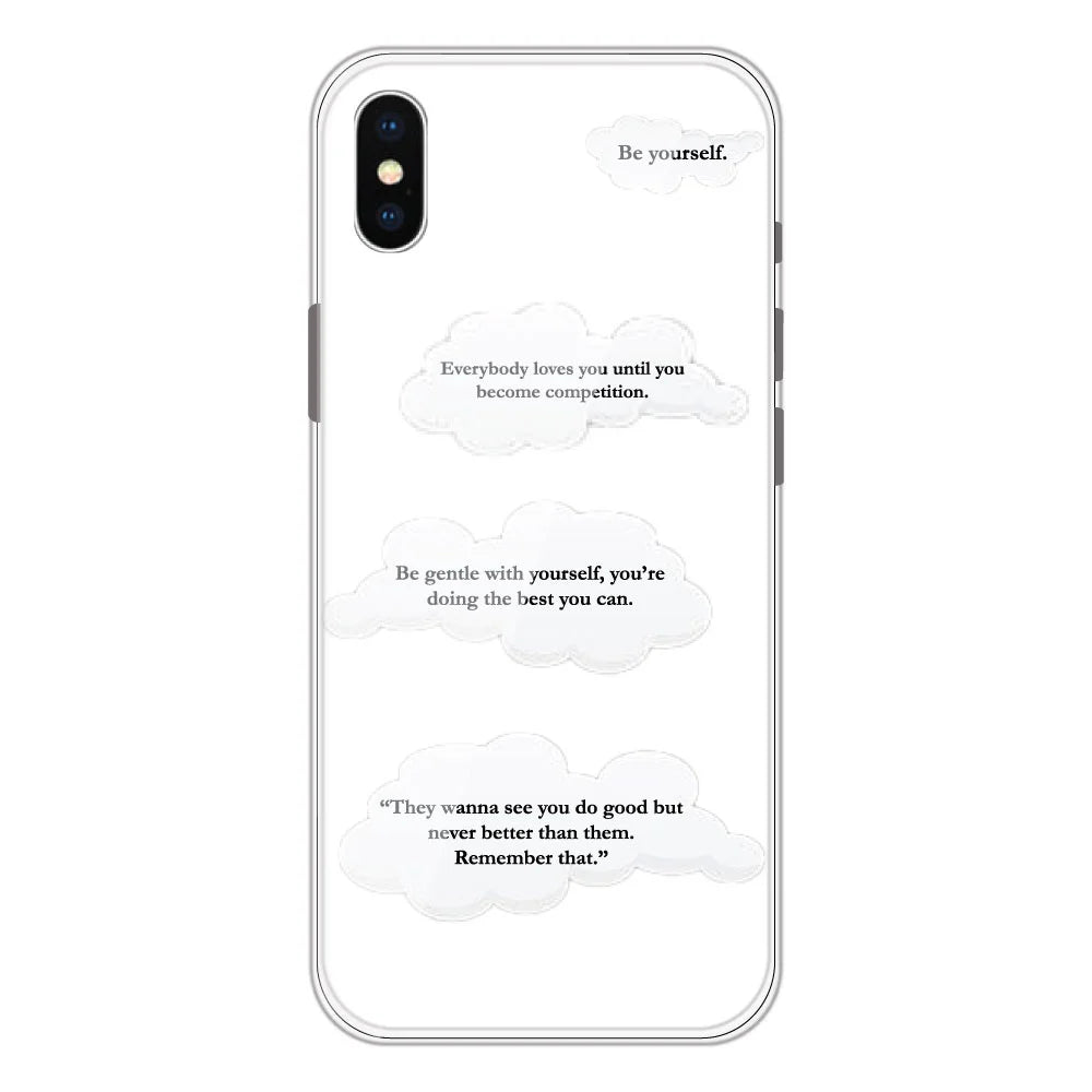 Quotes And Clouds - Clear Printed Silicone Case For Apple iPhone Models- Apple iPhone X