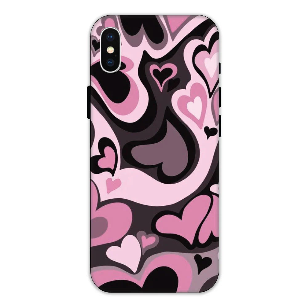 Pink & Black Mini Hearts Hard Case Apple iPhone X Models