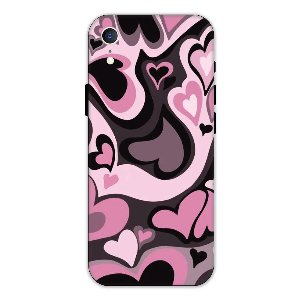 Pink & Black Mini Hearts Hard Case Apple iPhone XR Models