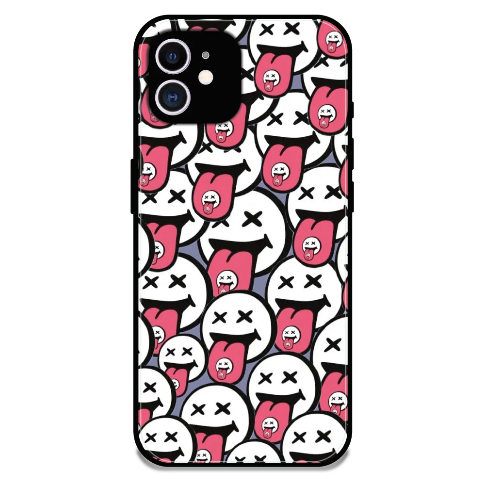 Funny Cartoon Faces - Glossy Metal Silicone Case For Apple iPhone 11