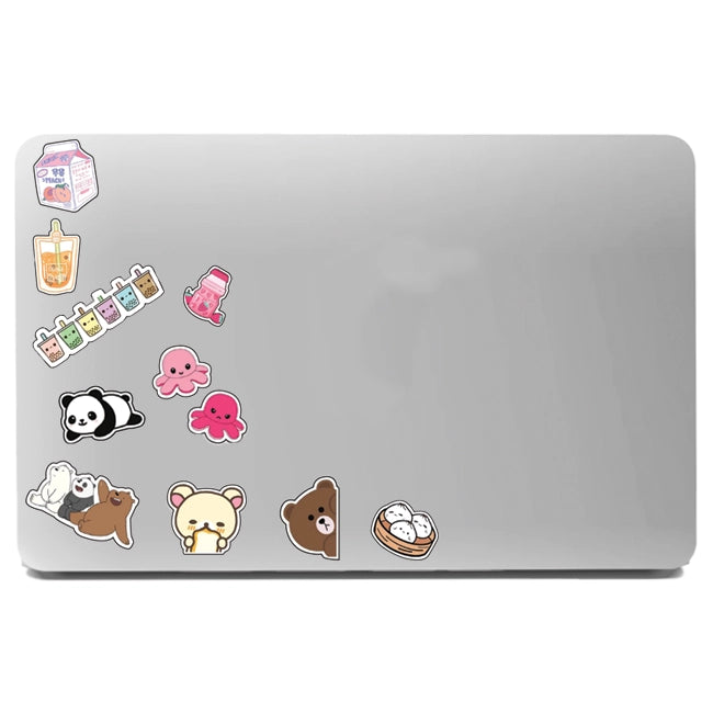 Kawaii Themed Stickers On Laptop
