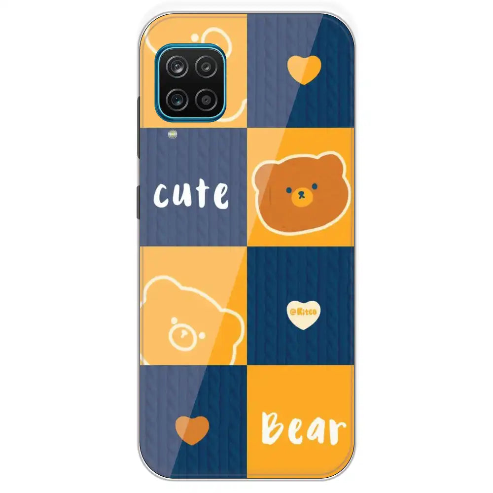 Cute Bear Collage - Printed Silicone Case For Samsung Galaxy M12